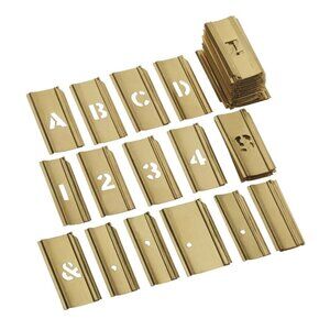 Marking Stencil Set 2" Brass Gothic-Style Alphabet & Numbers Interlocking 45 Pcs